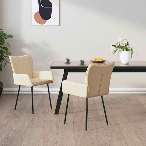vidaXL Sillas de comedor 2 unidades tela color crema (1/5)