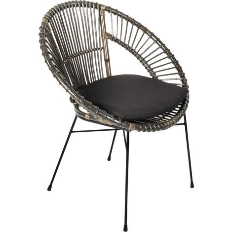 Esszimmerstuhl Korbstuhl Rattan Farbe anthrazit inkl. Sitzkissen GENUA (1/5)