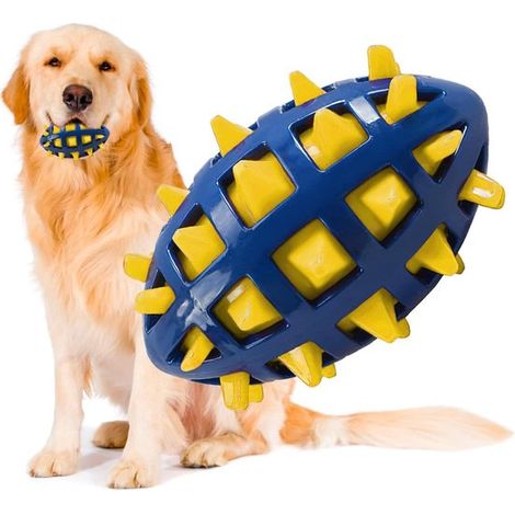 Balle couineuse pour chien - Jouet en caoutchouc couineur - Balle couineuse en caoutchouc pour chiots - Forme sphérique avec picots texturés (1/5)