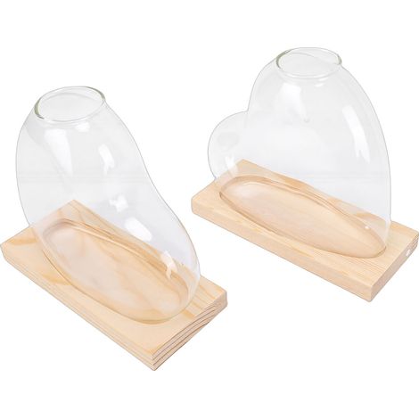 Lot de 2 vases de propagation en verre en forme de cœur, pour la culture hydroponique de petites plantes. Décoration idéale pour la maison ou le bureau. Couleur : marron clair. (1/5)