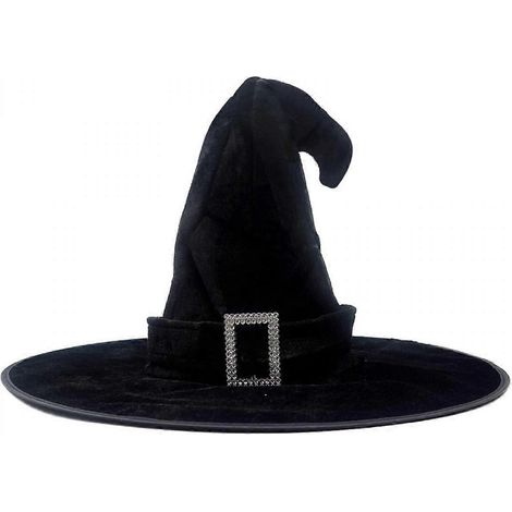 Chapeau de sorcière/magicien noir pour Halloween, accessoire de déguisement pour homme et femme, à large bord pointu, idéal pour les fêtes et le cosplay. (1/4)