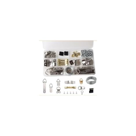 Kit de 165 piezas de metal para colgar marcos de fotos con tornillos en una caja, colgadores resistentes para marcos de fotos, cuadros y decoración de paredes - Crezuo (1/4)