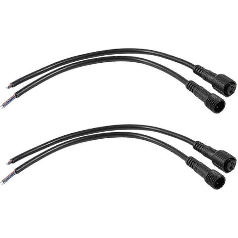 Lot de 4 câbles connecteurs étanches LED 2 broches, fiches mâles et femelles enfichables en PVC, 3 mm, 20 cm, noir (1/5)