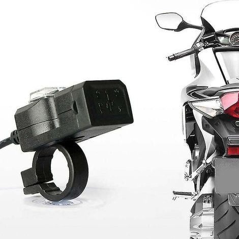 Caricabatterie da manubrio per moto con due porte USB da 12 V, impermeabile, adattatore di alimentazione da 5 V 1 A/2,1 A per telefono cellulare. (1/4)