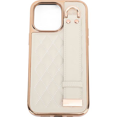 Étui en cuir pour iPhone 14 Pro Max, protection effet peau, blanc laiteux (1/5)