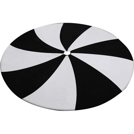 Jupe de sapin Halloween 48 pouces, sucettes noir et blanc, peluche courte double (1/5)