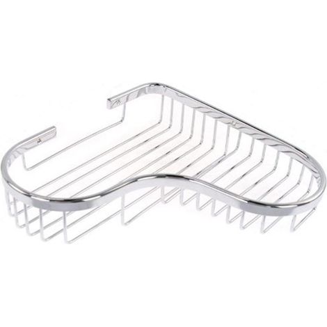 Trade Shop - MENSOLA DOCCIA BAGNO ANGOLARE CROMATA LUCIDA 23.5CM CESTINO PORTA OGGETTI CUORE 87903 -