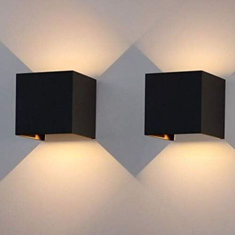 12W LED wall light for indoor/outdoor use, adjustable beam angle, warm white 3000K, waterproof, black (1/5)