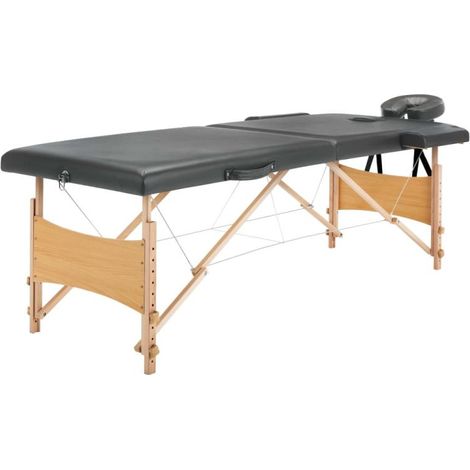 Table de massage avec 2 zones cadre en bois 186 x 68 cm gris anthracite (1/5)
