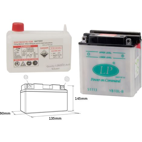 Batteria per moto Landport YB10L-B 12V 11Ah con elettrolita da vendere separatamente.
