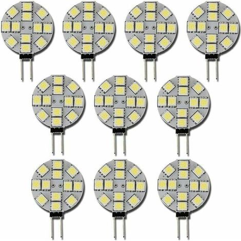10 ampoules LED G4, 2 W, 12 V CC, 120 lm, 6000 K, angle 180°, non dimmable, pour éclairage intérieur et extérieur (1/5)