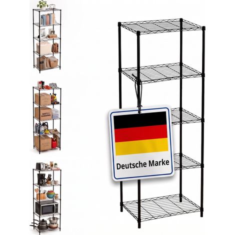Relaxdays Metallregal, 5 Ebenen je bis 35 kg, HBT: 160 x 56 x 35 cm, Haus, Keller & Garage, Stecksystem, Stahl, schwarz (1/5)
