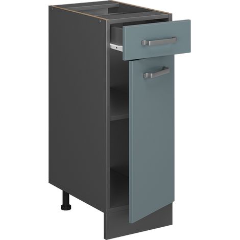 Mobiletto base per cucina R-Line, Grigio-blu, 30 cm senza piano di lavoro, Vicco (1/4)