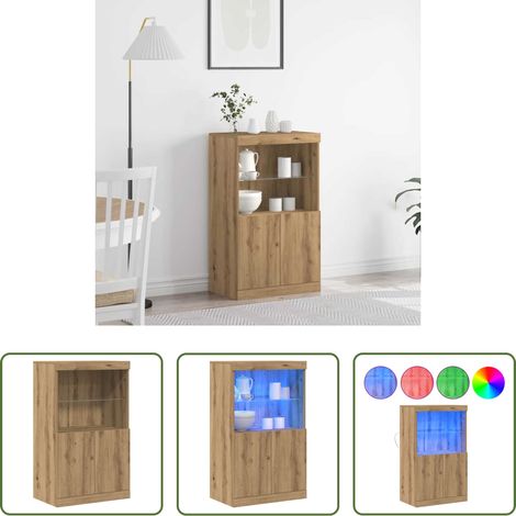 Buffet marron -  Buffet LED Marron 60 x 37 x 100 cm Bois d'ingénierie (1/5)