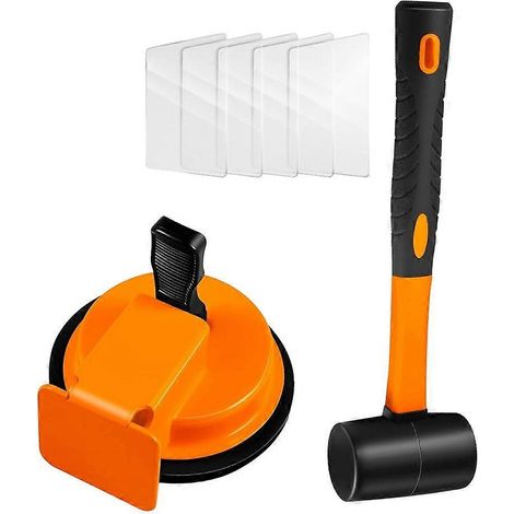 Reparaturwerkzeug für Parkettfugen mit Reparaturhammer und Saugnapf, 5 transparente Flicken für Laminatböden (1/5)