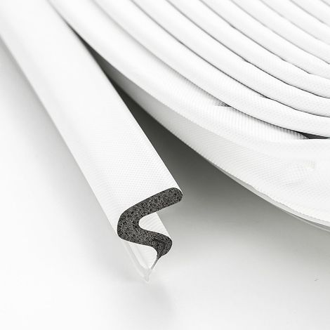 Bande d'étanchéité de porte insonorisée Q – Bande d'isolation de porte extérieure pour grand espace – Facile à installer (blanc, 0,9 m) (1/5)