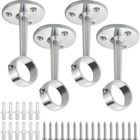 Lot de 4 Support de montage au plafond pour tringle à rideau Supports de tringle à rideau Supports de tringle à rideau Bride de rideau de 2,5 cm (1/5)