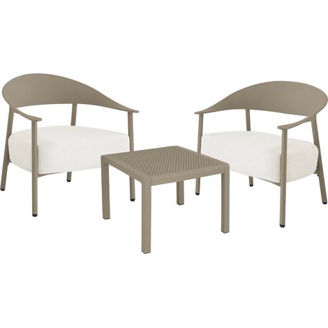 Set di mobili da giardino in metallo e plastica "Céora" - 2 posti - Taupe