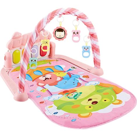 Tapis d'éveil musical pour bébé avec arche de jeu douce et piano à pédales, et 5 jouets amovibles. (1/5)