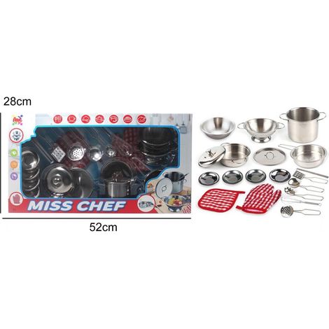 Set Batteria di Pentole Giocattolo Completa Miss Chef (1/2)
