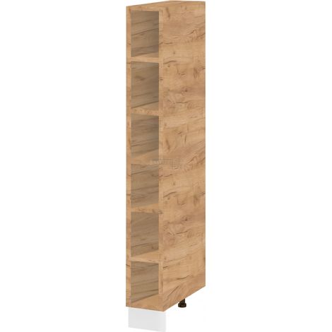 Cuisineandcie – Colonne de cuisine étagère ouverte 60x218.7 cm – Décor chêne brut – 3 compartiments de rangement – Charnières renforcées