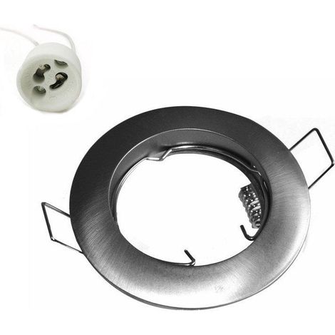 Runder fester Ring mit Lampenfassung GU10 Farbe NICKEL DULL