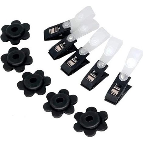 Pinces pour drapeaux de jardin en plastique et supports de mât de drapeau, Supports de mât de drapeau anti-vent en forme de fleur, Convient au jardin, 5 ensembles - 10 pièces (1/5)