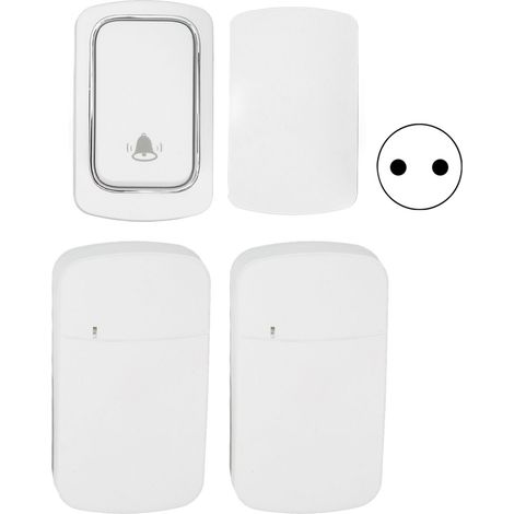 Sonnette sans fil automatique sans piles, 2 récepteurs, étanche, alimentation secteur 100-230 V, prise européenne.-AquaForge (1/4)