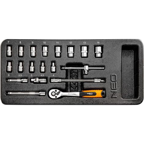 Insert cliquet et douilles 1/4 NEO TOOLS 84-237 19 pièces (1/5)