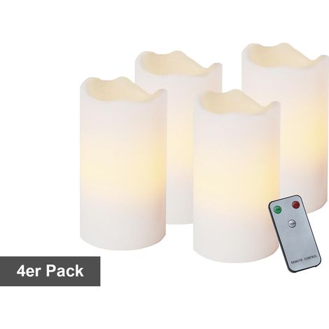 4er Set LED Advents-Kerzen Weiß, mit Fernbedienung