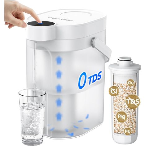 Waterdrop 0 TDS Water Filter Jug Rechargeable Powerful Electric Instant Jug Reduces Chlorine and Lead 3.5L Countertop Water Filter System with 1 Filter (1/5)