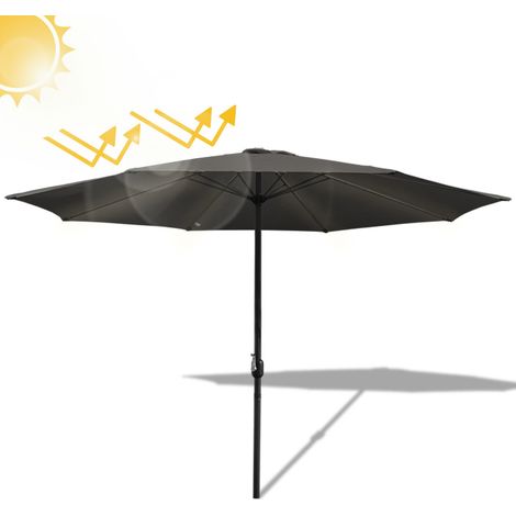 SWANEW Ombrellone da giardino dritto protezione UV, resistente e impermeabile per terrazza e balcone Ø350cm Grigio (1/5)