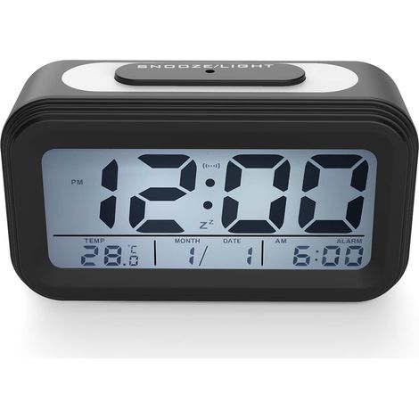 Reloj electrónico con pantalla LED, con alarma, sensor de oscuridad, color negro. (1/5)