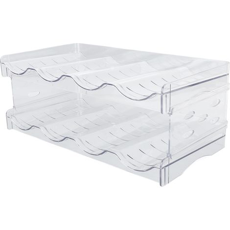 Organisateur de bouteilles d'eau empilable, double couche, en plastique transparent, support de rangement pour 4 bouteilles par étagère. (1/5)