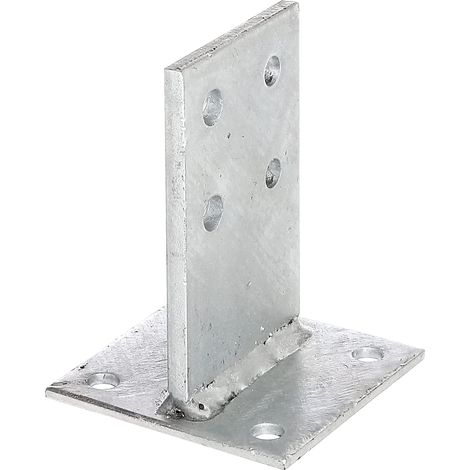 Alberts 215538 Staffa portapalo a T, da avvitare o per posa in opera nel calcestruzzo, zincata a caldo, Dimensioni piastra verticale 130 x 80 mm
