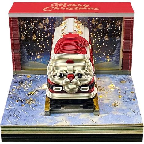 Kalender 2027 mit 3D-Haftnotizen, beleuchteter Tischkalender mit LED-Licht, weihnachtliches Design, künstlerischer Kalender, 3D-Papierskulptur, Geschenk für Kollegen/Freunde, Bürodekoration (B) (1/5)