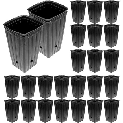 Pots De Pépinière - 30 Pièces - Plastique PP Noir - Drainage Optimal - Semis Légumes Fleurs - 20x10x10 Cm (1/5)