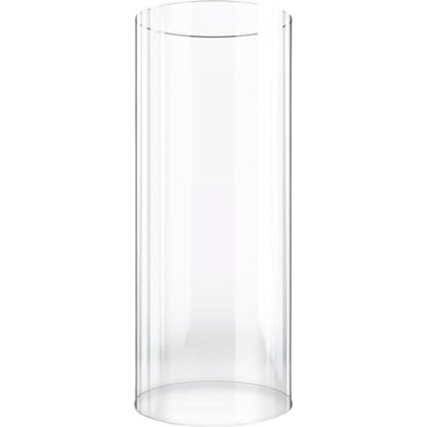 Grand bougeoir en verre/cylindre pour ouragan et pilier – rond, transparent avec extrémités ouvertes aux deux extrémités pour remplacer l'abat-jour, bougie chauffe-plat, Noël (1 pièce, dimensions: 20 (1/5)
