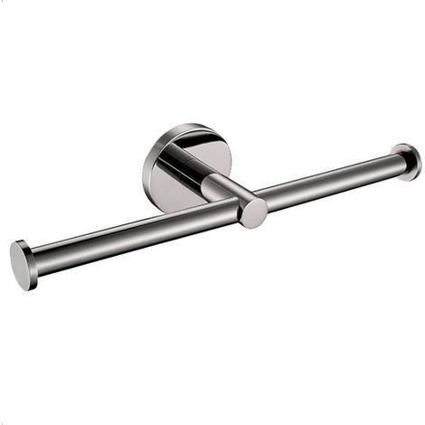 Double Porte Papier Toilette Chromé Support Rouleau Papier Hygiénique Fixation Murale Dérouleur Papier WC Argenté Moderne 2 en 1 en Acier Inoxydable pour Salle de Bain