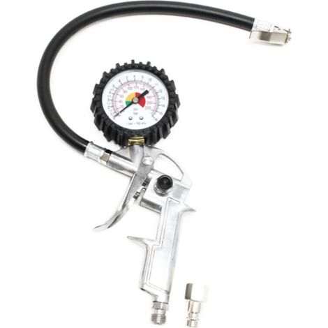 Pistolet à air comprimé avec manomètre (0-16 bar) pour voitures, motos et pneus (1/3)