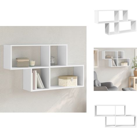 Étagère murale blanc 100x20x53 cm bois d'ingénierie - Étagère Murale - Étagère Flottante - Rangement Mural - Meuble Déco - Décoration Murale (1/5)