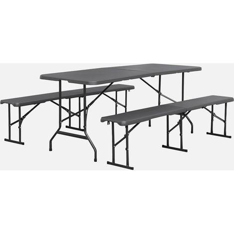Set de mesa y bancos plegables portátiles para eventos (1/5)