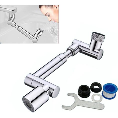 1440° Drehbarer Wasserhahn-Extender für Badezimmer – Roboterarm mit großem Winkel, multifunktionaler Wasserstrahl-Adapter, drehbarer Wasserhahnverlängerung mit Spritzschutz und Filter, Küchenarmatur E (1/5)