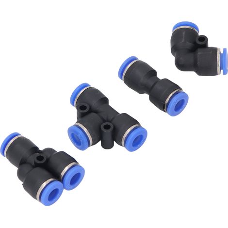 Lot de 60 raccords pneumatiques pour tuyau d'air 1/4 pouce, connecteurs poussoir embrochables ABS: 15 collecteurs, 15 coudes, 15 té, 15 droits + boîte (1/5)