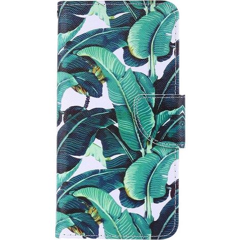 Étui portefeuille pour Samsung Galaxy A72 - Motif feuilles de bananier - Vert - Coque avec rangement cartes (1/5)