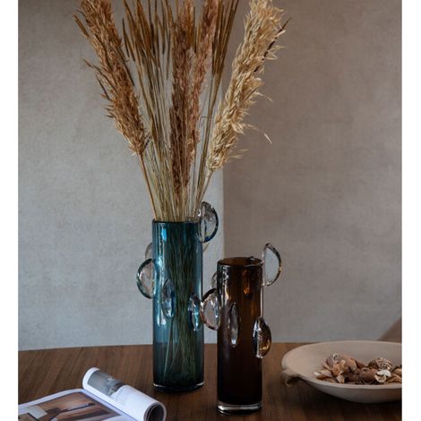 Grand vase verre bleu 20x20x46cm