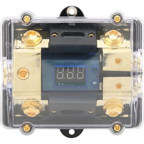Portafusibles universal para coche, LED digital de 100 A, 1 entrada, 2 salidas, amplificador de audio, portafusibles (1/5)