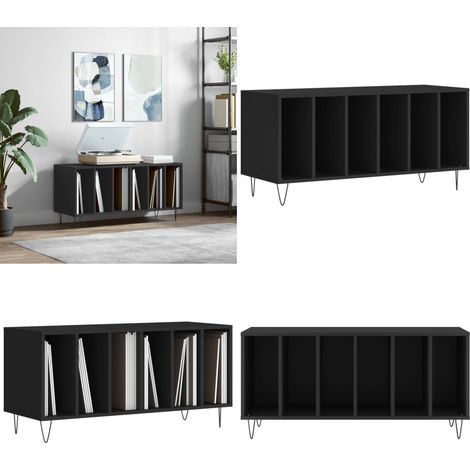 Armoire à disques noir 100x38x48 cm bois d'ingénierie - Meuble À Disques - Armoire Vinyle - Rangement Disque - Étagère Musique - Support Tourn Disquaire - Home & Living (1/5)