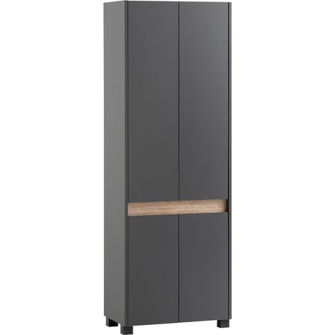 Schuhschrank CORATO-80 in anthrazit mit Blende in Wildeiche Nb., B/H/T: ca. 56,9/164,5/33 cm (1/5)
