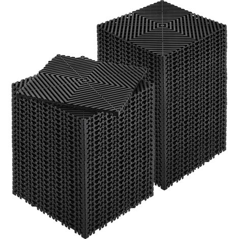 Mophorn Alfombrillas de drenaje entrelazadas de 12 x 12 pulgadas, 55 piezas de baldosas antideslizantes modulares, alfombrilla de drenaje de PP para piso y ducha, color negro